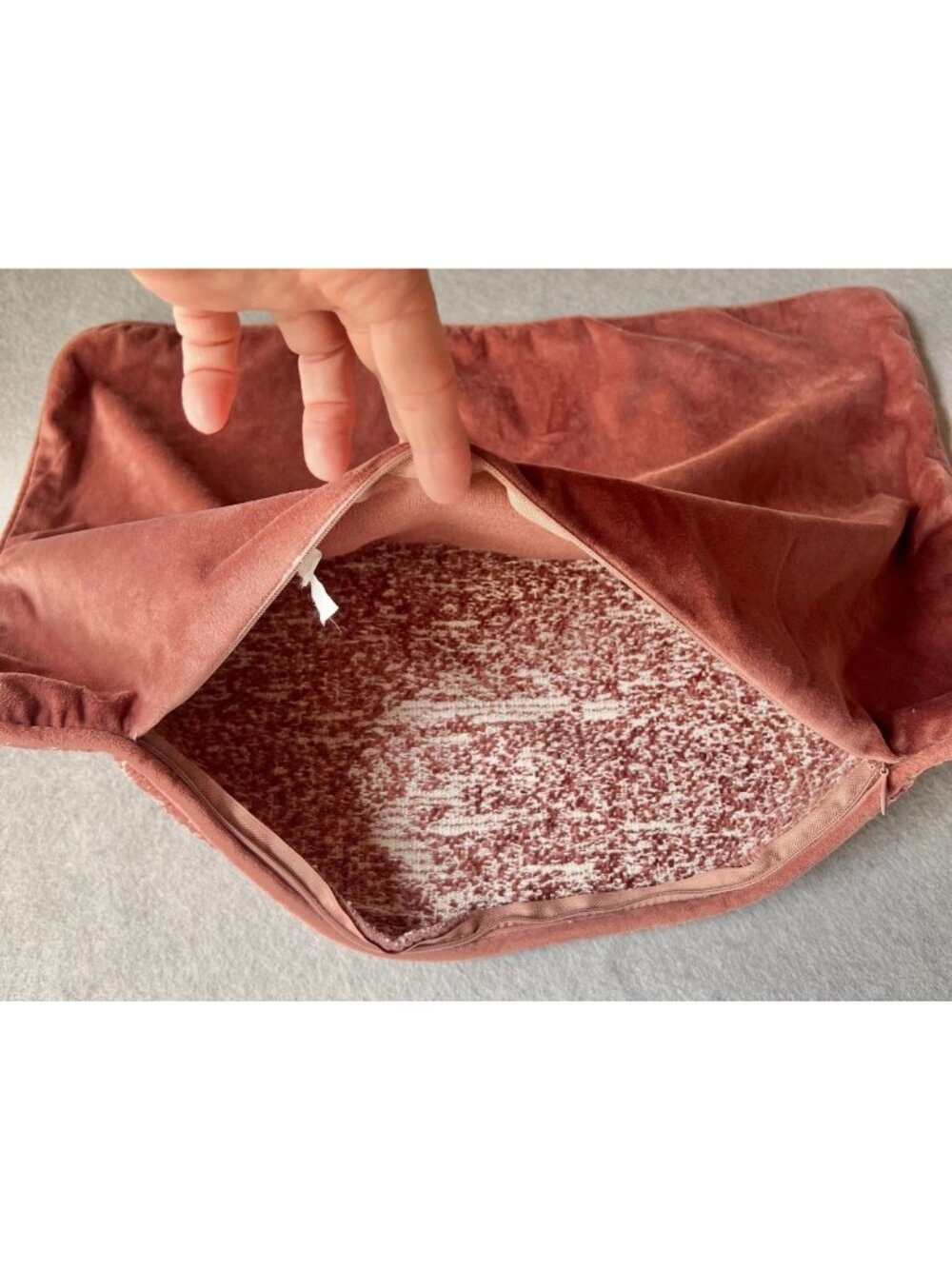 Sag Harbor Dusty Rose Pillow Cover With Velvet Back & Hidden Zipper - Picture 3 of 10